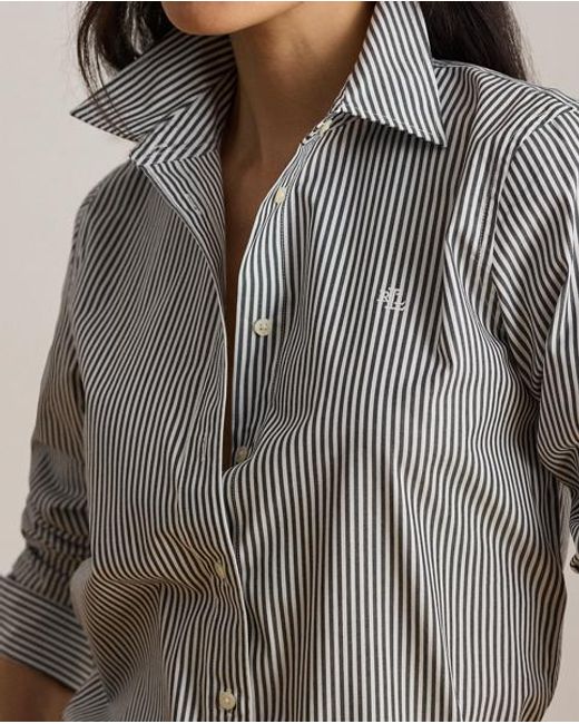 Ralph Lauren Gray Striped Easy Care Cotton Shirt