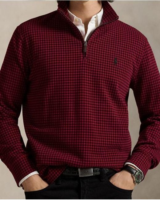 Polo Ralph Lauren Karierter Estate-Rippenstrickpullover in Red für Herren