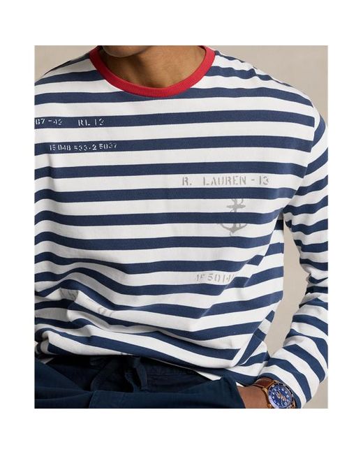 Polo Ralph Lauren Blue Classic Fit Striped Jersey T-shirt for men