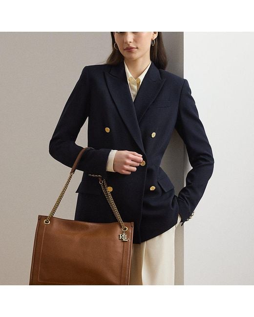 Ralph Lauren Blue Große Narbenleder-Tragetasche Bradley