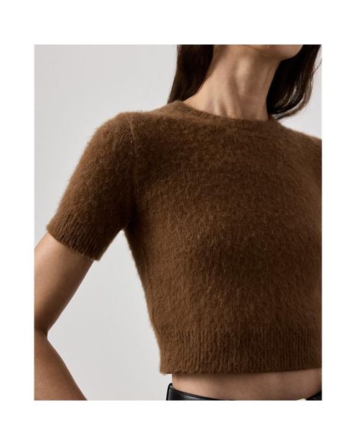 Ralph Lauren Brown Cashmere-Alpaca-Blend Cropped Jumper