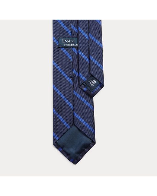 Polo Ralph Lauren Blue Striped Silk Repp Narrow Tie for men