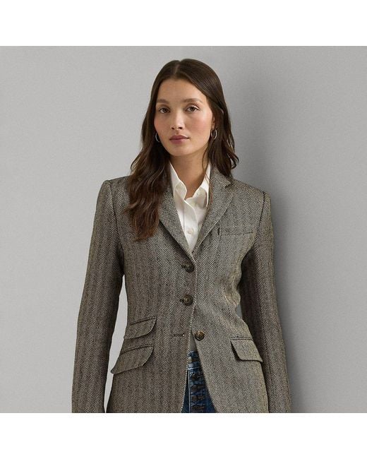 Ralph Lauren Gray Herringbone Tweed Blazer