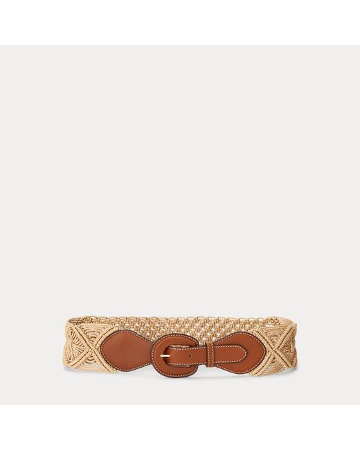Cintura in macramé con finitura in pelle di Lauren by Ralph Lauren in Brown