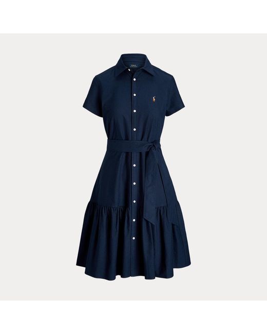 Polo Ralph Lauren Blue Belted Cotton Oxford Shirtdress