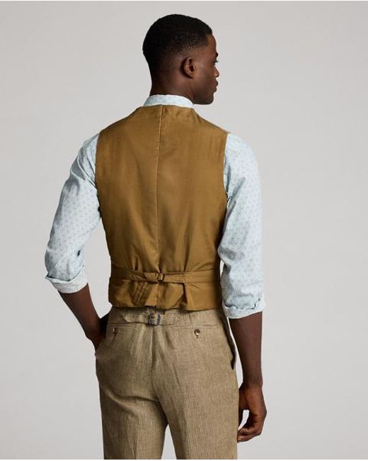 RRL Leinentwill-Weste Mit Fallendem Revers in Natural für Herren