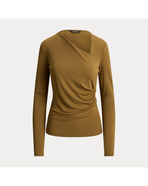 Ralph Lauren Green Jersey Asymmetrical Long-Sleeve Top