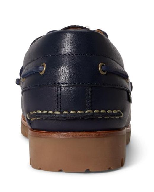 Polo Ralph Lauren Blue Ranger Leather Boat Shoes for men
