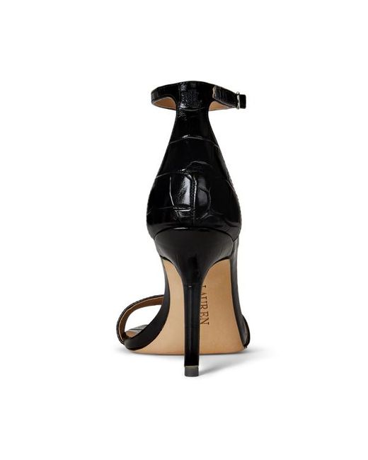 Sandali Allie in pelle goffrata di Ralph Lauren in Black