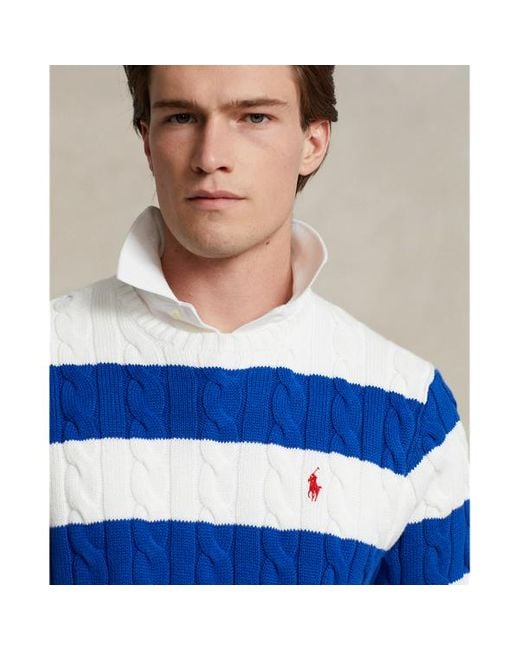 Polo Ralph Lauren Blue Striped Cable-knit Cotton Jumper for men