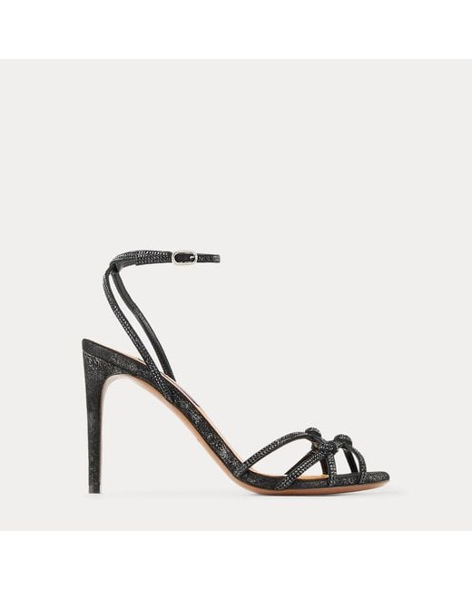 Ralph Lauren Black Metallic-Sandalette Kiera Mit Verzierung
