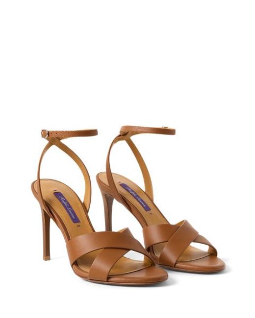 Ralph Lauren Brown Cleary 95 Mm Calfskin Sandal