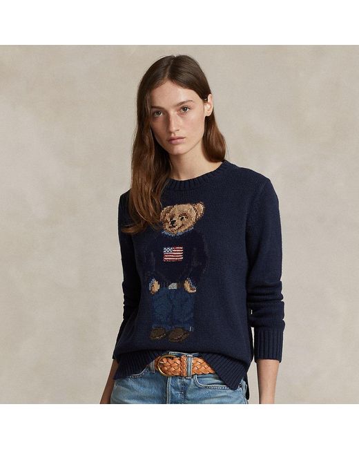 Ralph Lauren Blue Polo Bear Cotton-linen Sweater