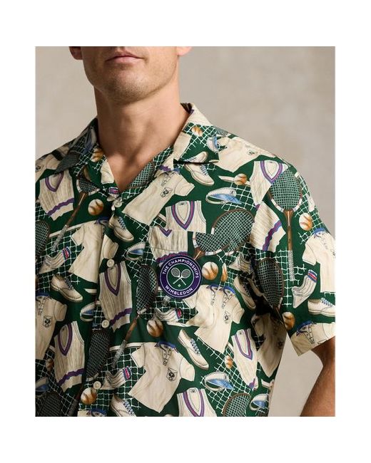 Polo Ralph Lauren Green Wimbledon Classic Fit Print Camp Shirt for men