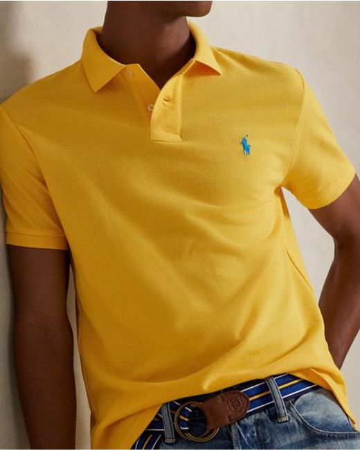 Polo Ralph Lauren Yellow Custom Slim Fit Ss Knit Polo for men