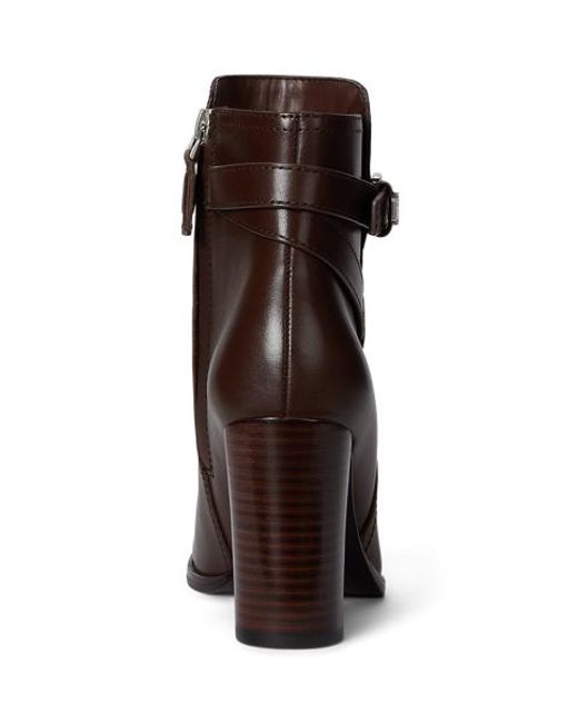 Ralph Lauren Brooke Ii Kalfsleren Laarsje Met Hak in het Brown