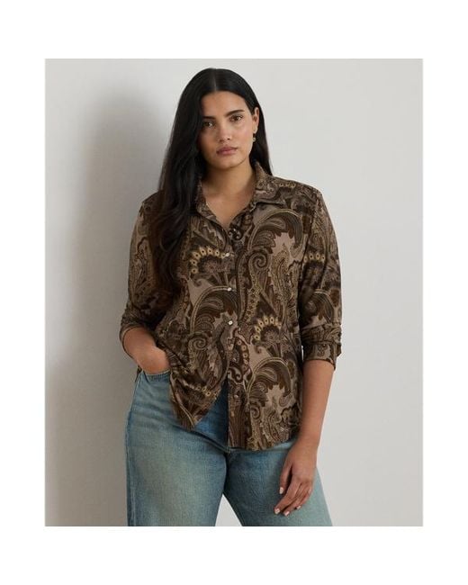 Ralph Lauren Brown Ralph Lauren Slim Fit Paisley Jersey Shirt
