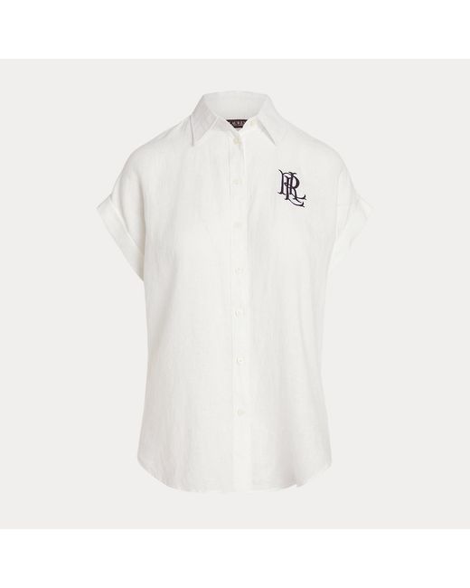 Ralph Lauren White Relaxed Fit Linen Short-Sleeve Shirt