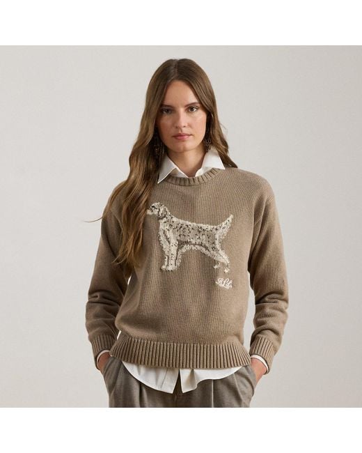 Ralph Lauren Brown Intarsia-Knit English Setter Jumper