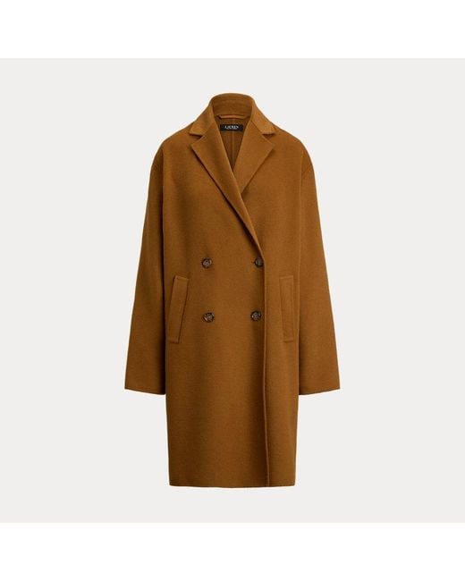Cappotto a doppio petto in misto lana di Ralph Lauren in Brown
