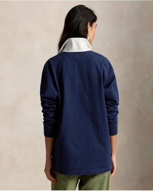 Polo Ralph Lauren Blue Oversize Cotton Rugby Shirt