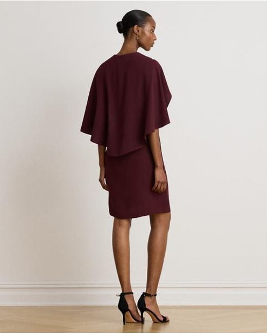Ralph Lauren Red Georgette Cape Cocktail Dress