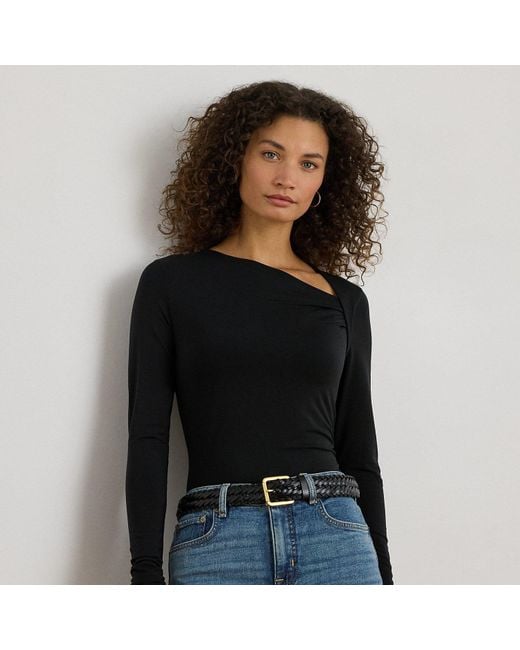 Ralph Lauren Black Ralph Lauren Stretch Jersey Asymmetrical Top