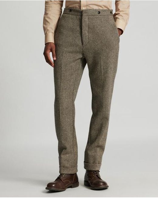 RRL Slim Fit Wollen Dobby Pantalon in het Gray voor heren