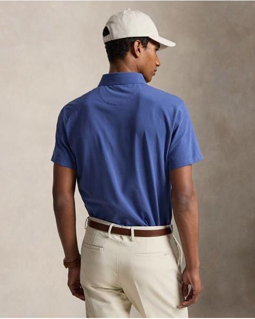 Ralph Lauren Blue Tailored Fit Performance Polo Shirt for men