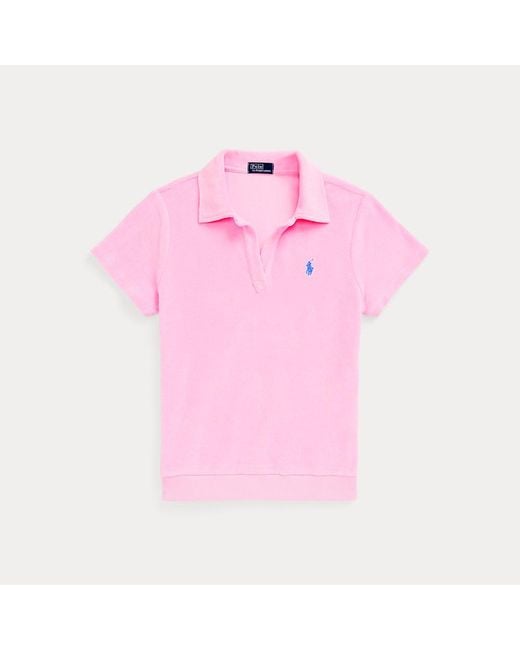 Polo Ralph Lauren Pink Shrunken Fit Terry Polo Shirt