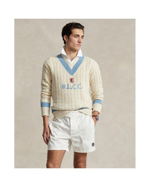 Polo Ralph Lauren White Embroidered Cotton-blend Cricket Jumper for men