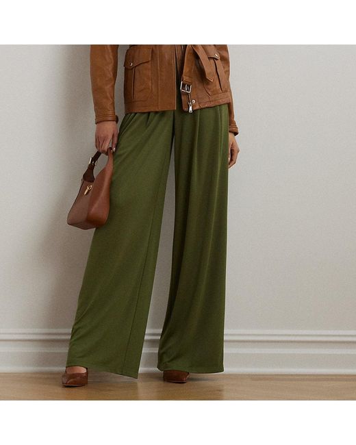 Ralph Lauren Geplooide Jersey Broek Met Wijde Pijp in het Green