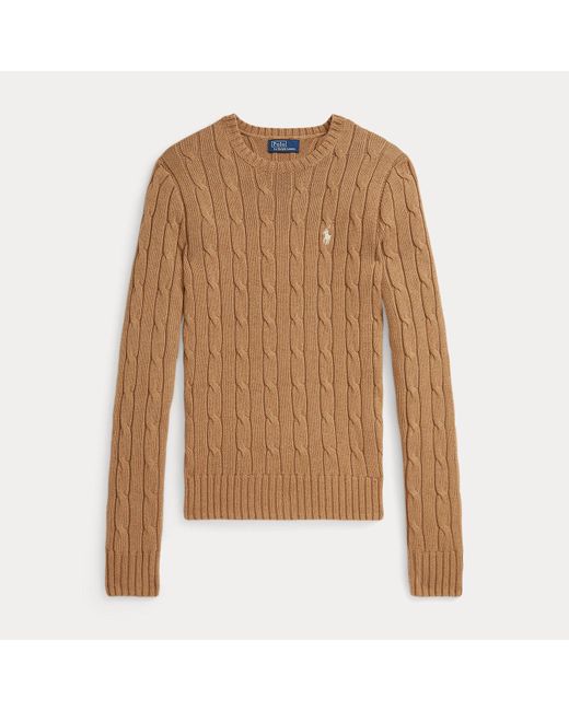 Polo Ralph Lauren Brown Cable-Knit Cotton Crewneck Jumper