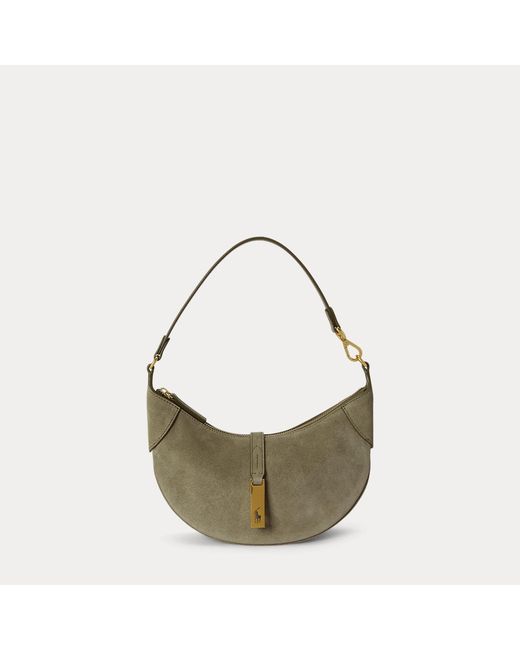 Polo Ralph Lauren Blue Polo Id Suede Mini Shoulder Bag
