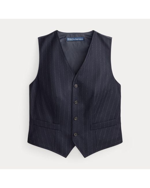 Polo Ralph Lauren Blue Pinstripe Wool Flannel Waistcoat