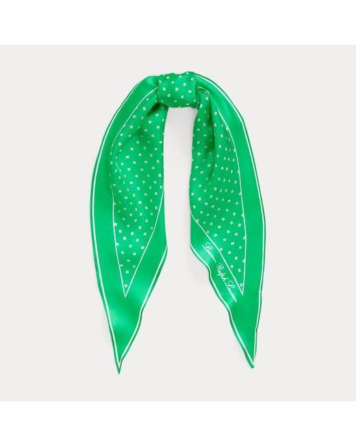Foulard a rombo seta e stampa geometrica di Lauren by Ralph Lauren in Green