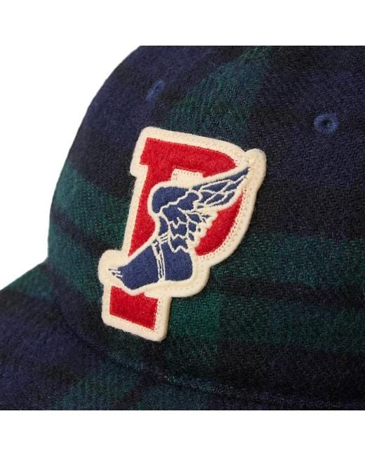 Ralph Lauren Blue P-Wing Plaid Wool-Blend Ball Cap for men
