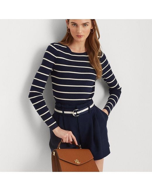 Sacoche Farrah Moyenne En Cuir Chagrin Ralph Lauren en coloris Blue