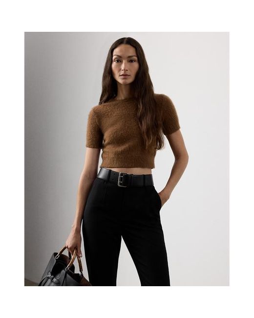 Ralph Lauren Brown Cashmere-Alpaca-Blend Cropped Jumper