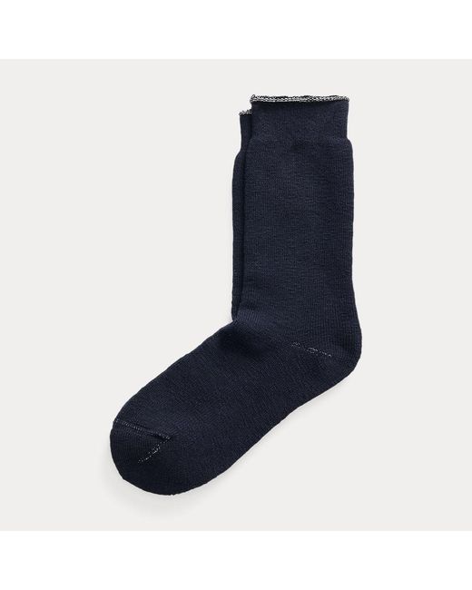 RRL Blue Heathered Stretch Cotton-blend Socks for men