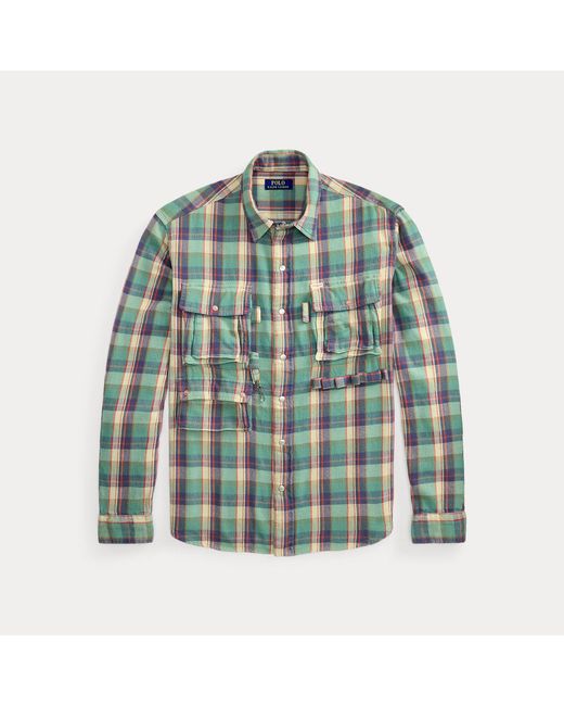 Polo Ralph Lauren Green Classic Fit Plaid Brushed Flannel Shirt for men