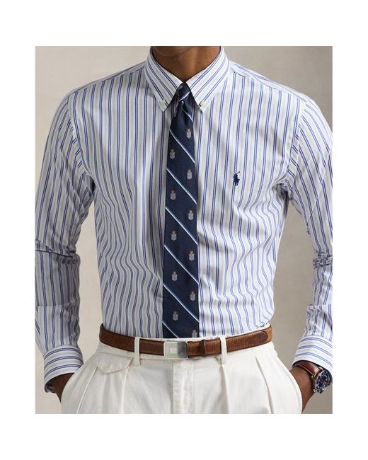 Camicia in popeline stretch a righe di Polo Ralph Lauren in Blue da Uomo