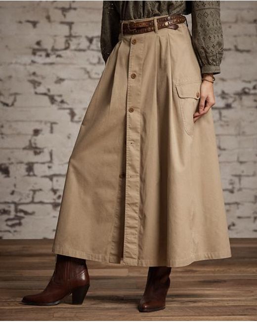 RRL Gray Button-Front Twill Skirt