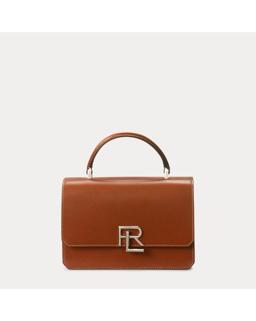 Ralph Lauren Collection Brown Rl 888 Box Calfskin Top Handle