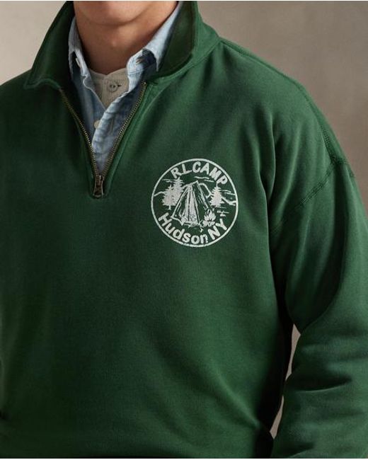 Polo Ralph Lauren Green Vintage Fit Collared Graphic Sweatshirt for men