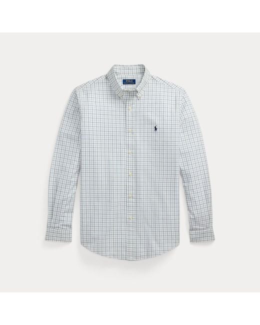 Polo Ralph Lauren Custom Fit Geruit Stretchpoplin Overhemd in het Gray voor heren
