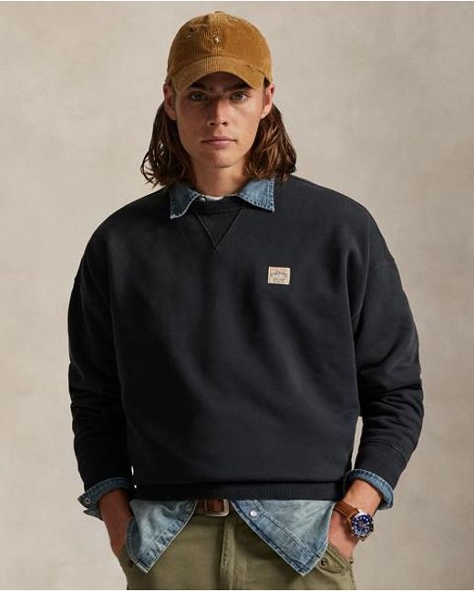Polo Ralph Lauren Blue Relaxed Fit Loopback Fleece Sweatshirt for men