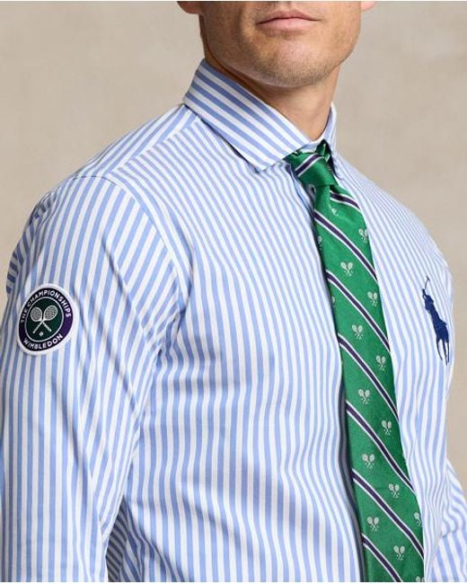 Polo Ralph Lauren Blue Wimbledon Umpire Striped Twill Shirt for men