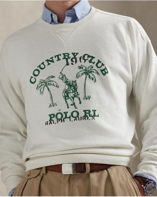 Polo Ralph Lauren Gray Vintage Fit Fleece Graphic Sweatshirt for men
