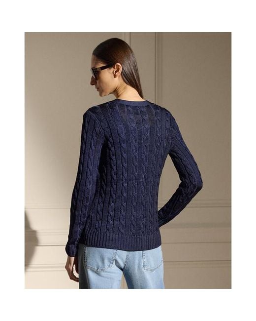 Ralph Lauren Blue Ralph Lauren Cable-Knit Silk Cardigan Sweater